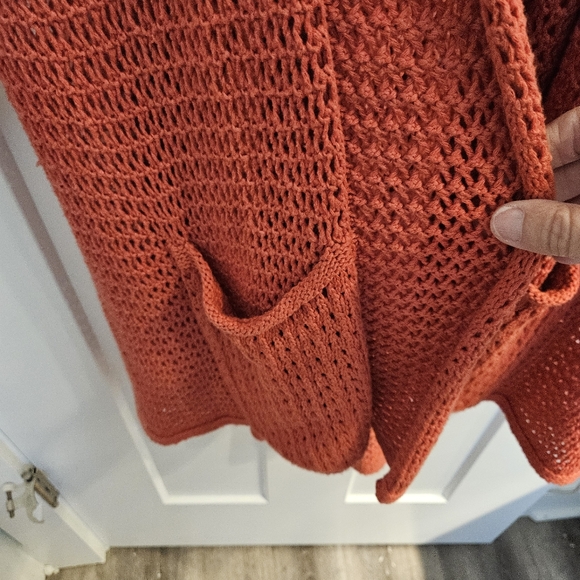 Anthropologie Angel of the North Women Coral Knit Wrap Cardigan Sweater - Picture 3 of 6